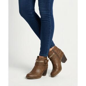 Brown Ankle Boots with Studded Detail